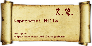 Kapronczai Milla névjegykártya